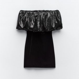 NWT Zara Woman Velvet Sequin Sequined Bloggers Fav Mini Dress Size L